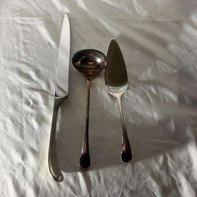 Oneida Silverplate Bowl, Gerber Knives & Dansk Serving Utensils (LR-MG)