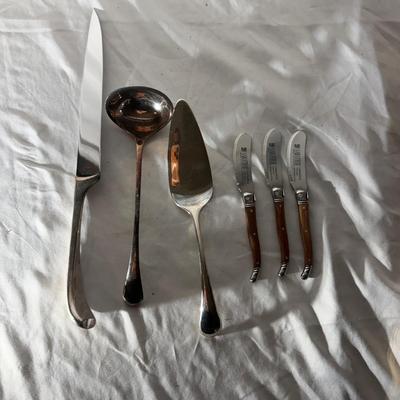 Oneida Silverplate Bowl, Gerber Knives & Dansk Serving Utensils (LR-MG)