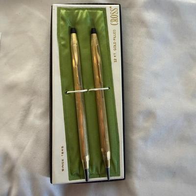 12K Filled Cross Pen & Pencil Set & Collection of Cufflinks & Shirt Studs (LR-MG)