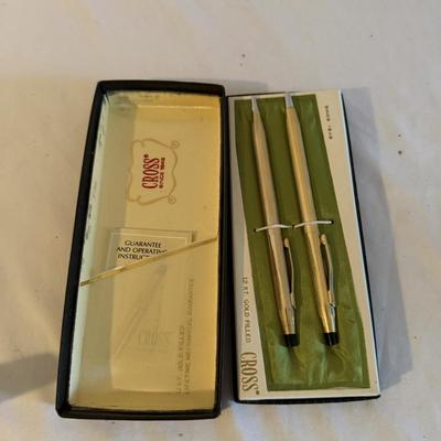 12K Filled Cross Pen & Pencil Set & Collection of Cufflinks & Shirt Studs (LR-MG)