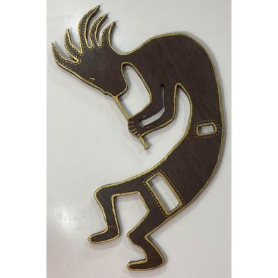 Kokopelli 15" x 8" Native American Wooden Wall Art Fertility Agriculture Flute