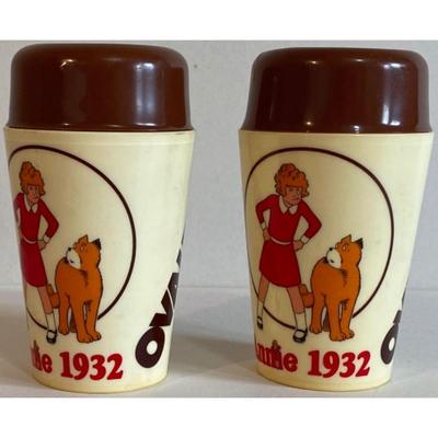 2 Vintage Little Orphan Annie 1932 - 1982 50th Anniversary Ovaltine Shaker Cups