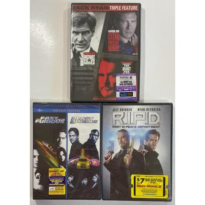 Action DVDs Jack Ryan Triple Feature / Fast & Furious / R.I.P.D. - BRAND NEW