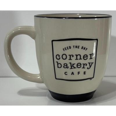 Vintage Corner Bakery Cafe Feed The Day Ceramic Mug Black & White