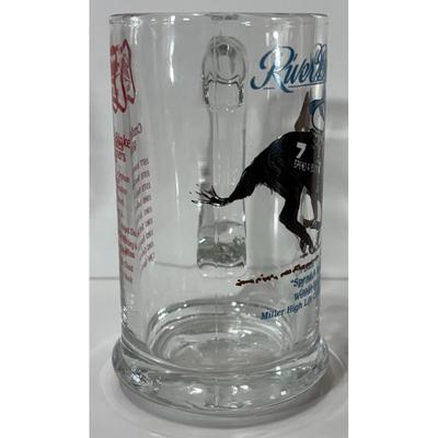 Vintage River Downs Racetrack "Spend a Buck" Glass Mug Horse Miller High Life