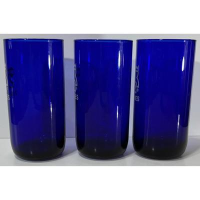 3 Vintage Brunswick Recreation Center Cobalt Blue 700 Series Bowling Glasses