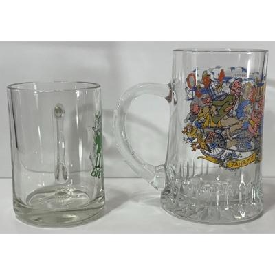 Vintage Bierstube & Radlerseidel Beer Glasses German Bar Cyclist Bicycle Dancing