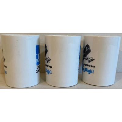 3 Vintage FAA Employees Credit Union "We're Flying High! Mugs Airplane Aviation