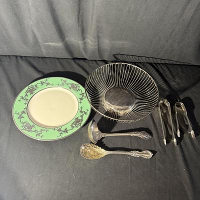 John Wanamaker Plate, Silverplate Tongs & More (LR-MG)