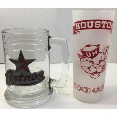 Houston Cougars Frosted Glass & Houston Astros Clear Glass Mug. MLB / NCAA