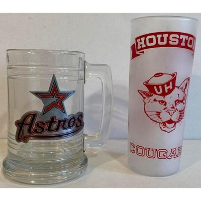 Houston Cougars Frosted Glass & Houston Astros Clear Glass Mug. NCAA / MLB