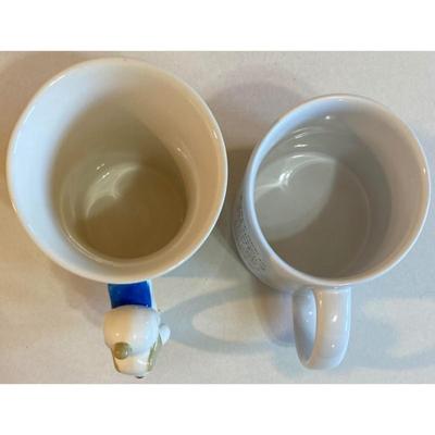 Indra Hand Painted Fine Stoneware Made In Thailand & American Greetings Dog Mugs