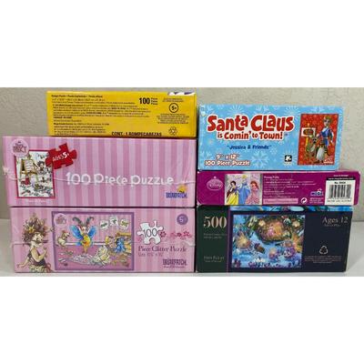 6 Puzzles: Winter Fairies, Fancy Francy Glitter, Disney, Santa Claus, Panda NEW