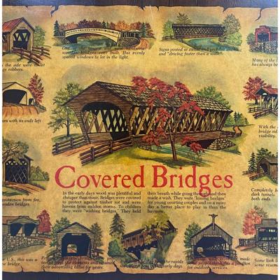 Vintage 12" x 16" Covered Bridges Wall Picture Plaque