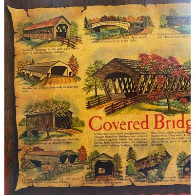 Vintage 12" x 16" Covered Bridges Wall Picture Plaque