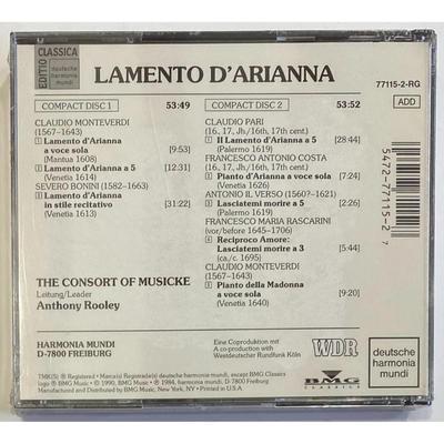 Anthony Rooley - Lamento D'Arianna / The Consort Of Musique CD. New