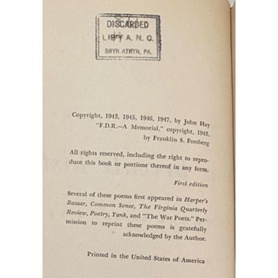 A Private HIstory By John Hay Hardcover. Publisher: Duell Sloan and Pearce, 1947