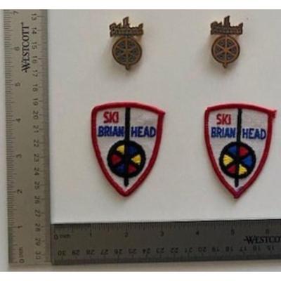 2 Vintage Ski Brian Head Patches and 2 Brian Head Pins. Utah. Mountain. Snow.