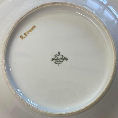 Vintage Blue Floral Hertel Jacob Porzellan Bavaria Germany 10" Centerpiece