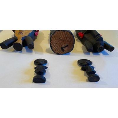 African Wood Carvings - 17.5" Male, Two 5" Children, & Two 12.75" Masks. Africa