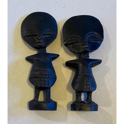 African Wood Carvings - 17.5" Male, Two 5" Children, & Two 12.75" Masks. Africa