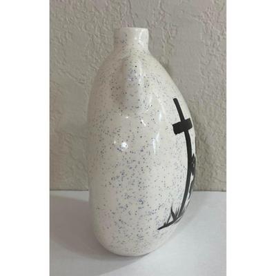 Cowboy Kneeling at Cross Western Horse Praying Religious Faith Pottery Vase