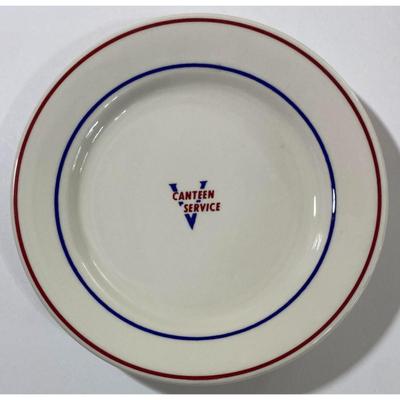 Oneida Buffalo China V Canteen Service 4 Plates (902B) & 2 Saucers (906A) USO