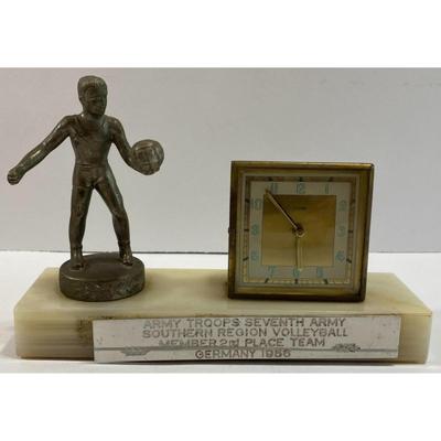 Army Troops Seventh Volleyball 2nd Place Team Germany 1956 Trophy Florn Clock