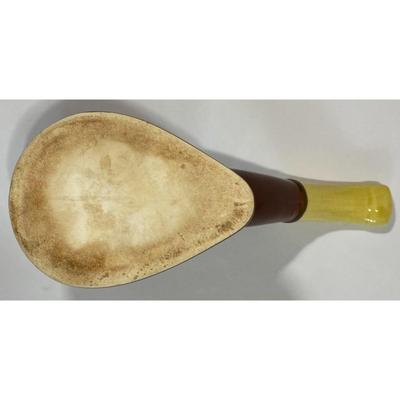 Vintage Ceramic Brown & Yellow Pipe Planter With Crazing