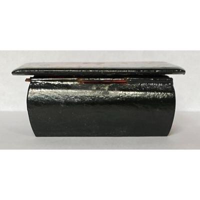 Hand Painted Russian Palekh Jewelry Trinket Black Lacquer Wooden Box Firebird