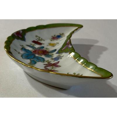 Vintage Nippon Hand Painted Crescent Trinket / Serving Dish X1573F Flower Floral