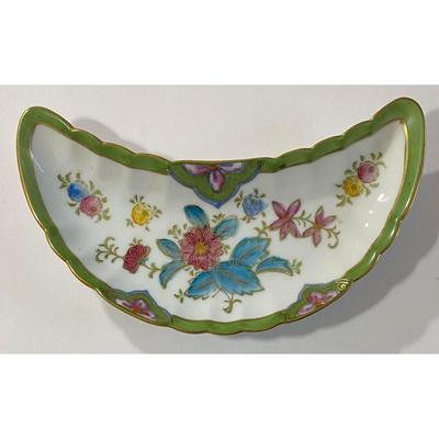 Vintage Nippon Hand Painted Crescent Trinket / Serving Dish X1573F Flower Floral