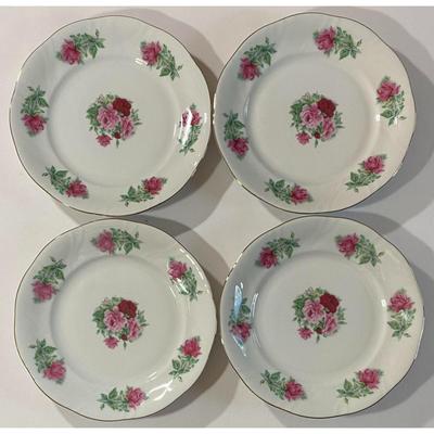 4 Southington Baum Fine China Maria 7.5" Plates (A) Made In Poland Pattern 112