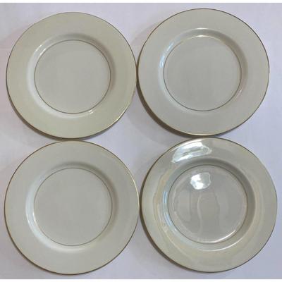 4 Theodore Haviland Gramercy 10 5/8" Dinner Plates w/ Gold Trim Made In America