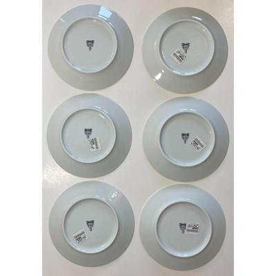 6 IKEA of Sweden 7 7/8" Dessert / Bread Plates Domino Pattern Made In Turkey