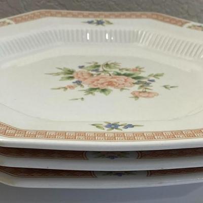 3 Nikko Classic Collection Rose Octagonal 10.75" Plates Made In Japan