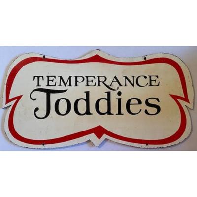 Vintage Temperance Toddies 19.5" x 10" Sign - perfect for bar or man cave...