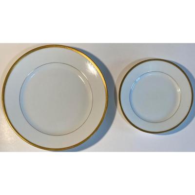 Vintage Schwarzburg Germany Plates: Four 8 3/8" + Four 6 1/8" - White w/ Gold