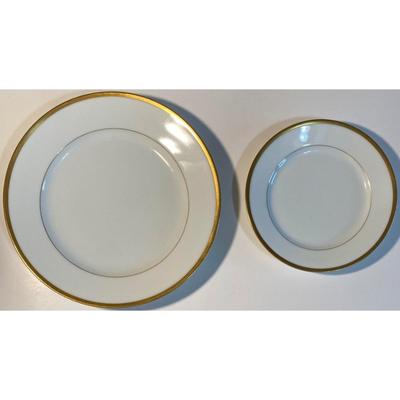 Vintage Schwarzburg Germany Plates: Four 8 3/8" + Four 6 1/8" - White w/ Gold