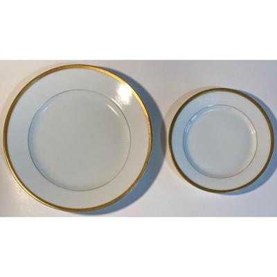 Vintage Schwarzburg Germany Plates: Four 8 3/8" + Four 6 1/8" - White w/ Gold
