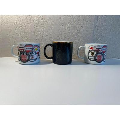Three Mobil Gas Mugs - Pegasus - Mobiloil / Magnolia / Socony Vintage Logos