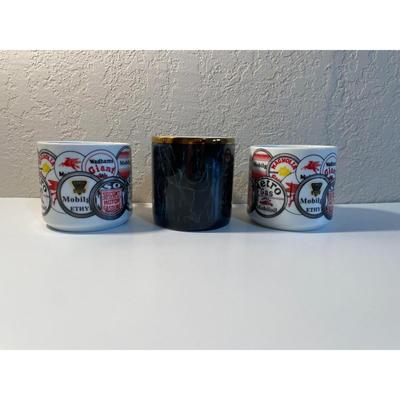 Three Mobil Gas Mugs - Pegasus - Mobiloil / Magnolia / Socony Vintage Logos