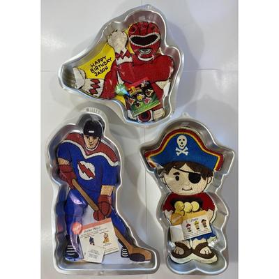 Wilton Cake Pans: Li'l Pirate / Power Rangers (Jason) / Hockey Player