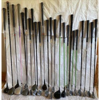 24 Golf Clubs, Irons, Drivers, Putter, Sand Wedge. Wilson / Dunlop / Kid Power