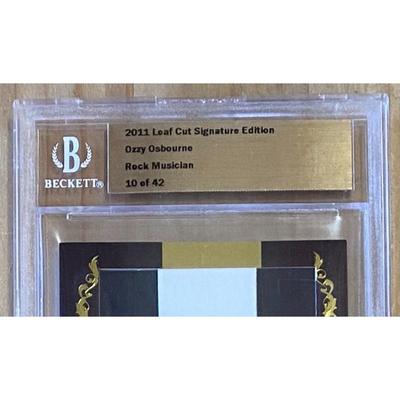Ozzy Osbourne 2011 Leaf Cut Signature 10 / 42 Beckett Grading Services Sabbath