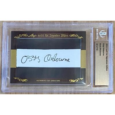 Ozzy Osbourne 2011 Leaf Cut Signature 10 / 42 Beckett Grading Services Sabbath