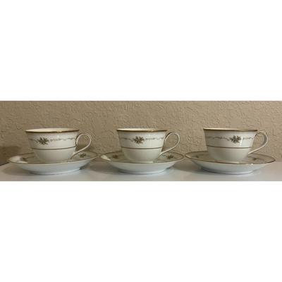 3 Noritake Joanne 6466 Teacup & Saucer Sets Made In Japan