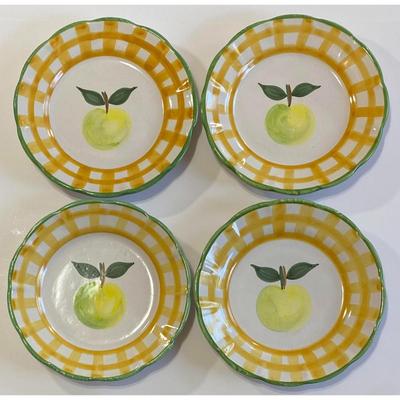4 Williams Sonoma Country Fair 8 3/8" Designers Guild Salad Plates Made In Italy