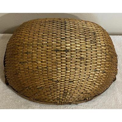 Antique Chinese Woven Willow Basket With Wood Handles Original