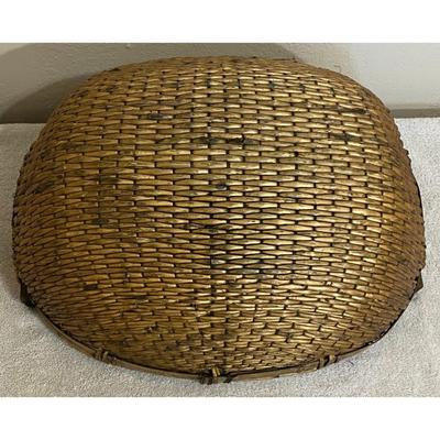 Antique Chinese Woven Willow Basket With Wood Handles Original